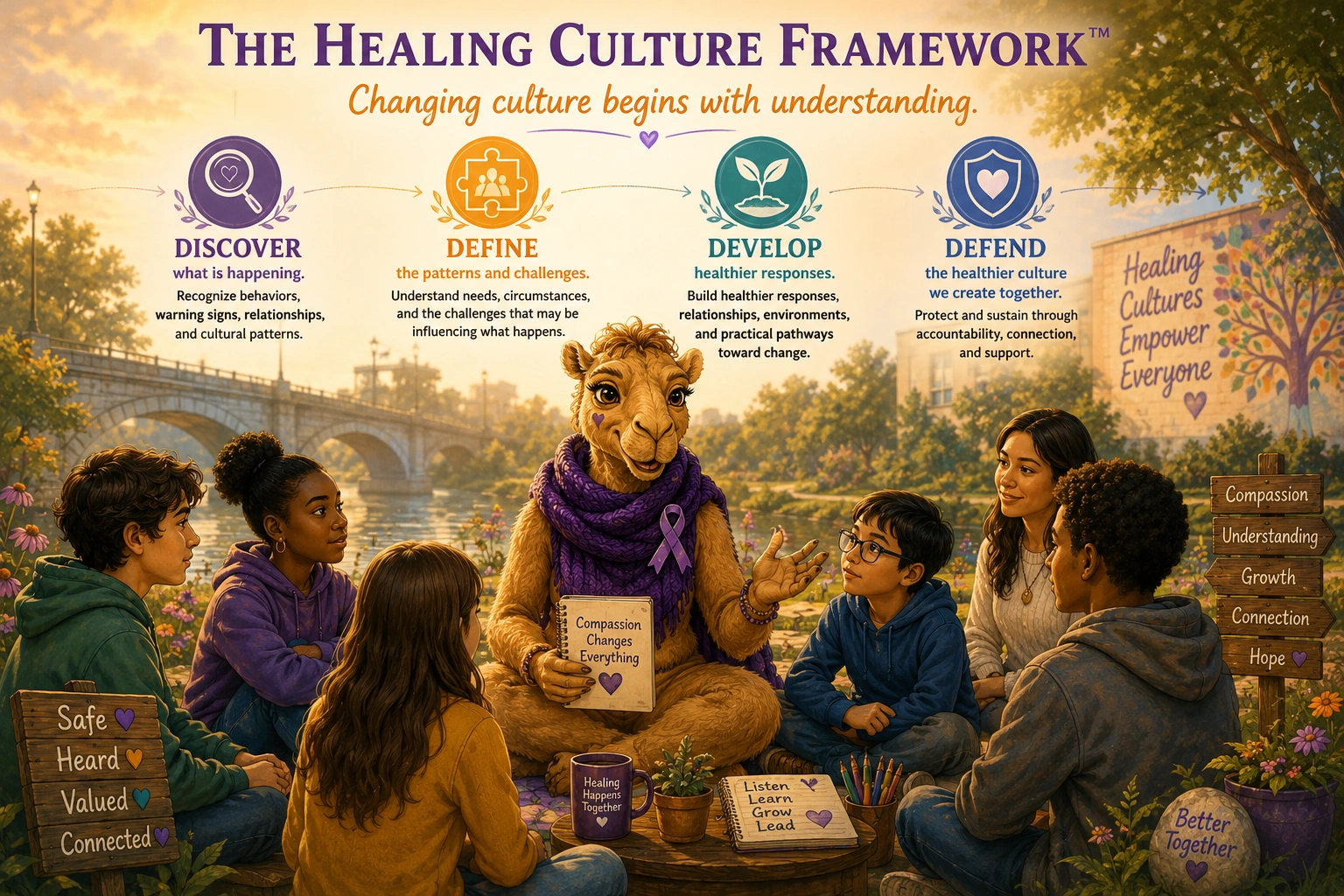 Cammie helps a diverse group explore the four steps of the Healing Culture Framework: Discover, Define, Develop, and Defend.